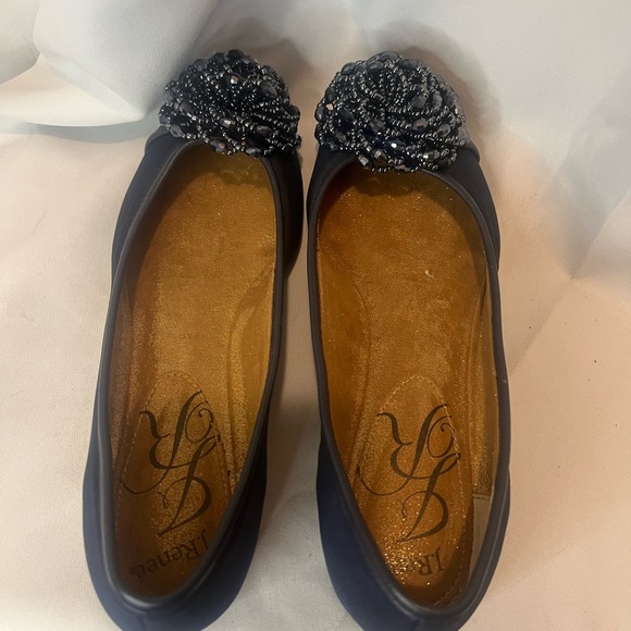Navy Blue J Renee  Flats with Beaded Rosette - Picture 3 of 7